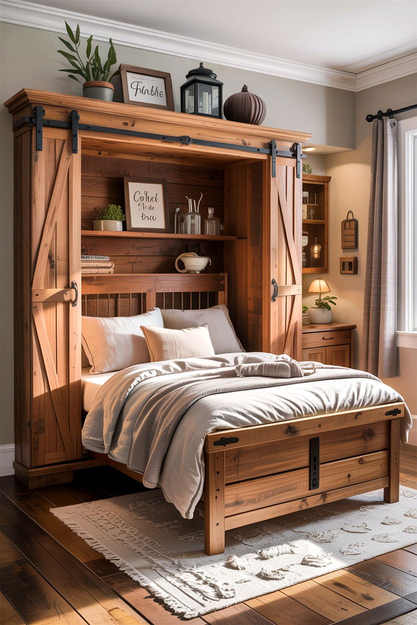 Rustic Farmhouse Fold Down Bed - 30 bedroom fold down bed ideas