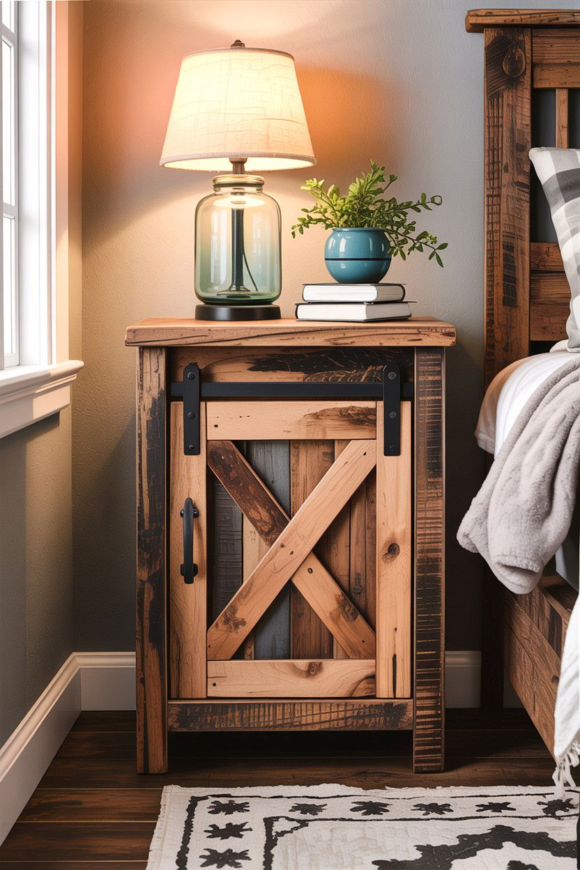 Rustic Farmhouse Nightstand - 30 bedroom nightstand ideas