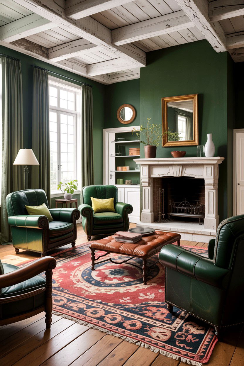 Rustic Green White Living Room - 30 green and white living room ideas