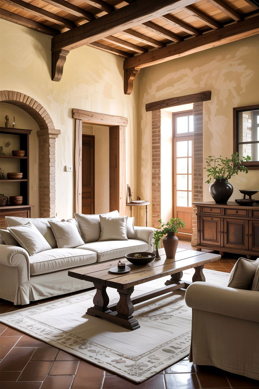 Rustic Italian Farmhouse Living Room - 30 living room Tuscan furniture ideas