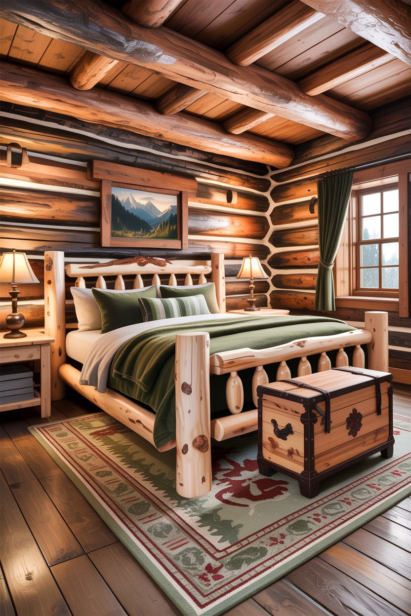Rustic Log Cabin Bedroom - 30 bedroom furniture ideas