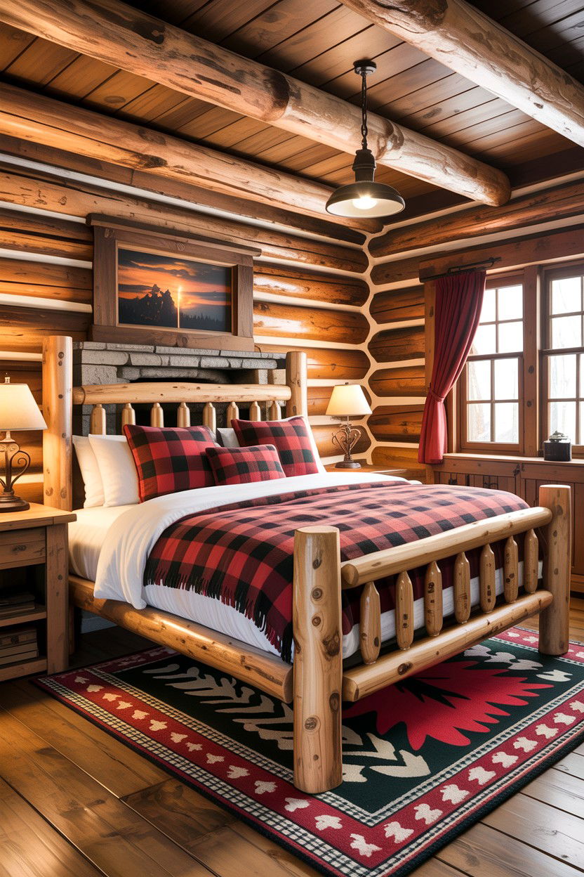 Rustic Log Cabin - 30 camping bedroom ideas