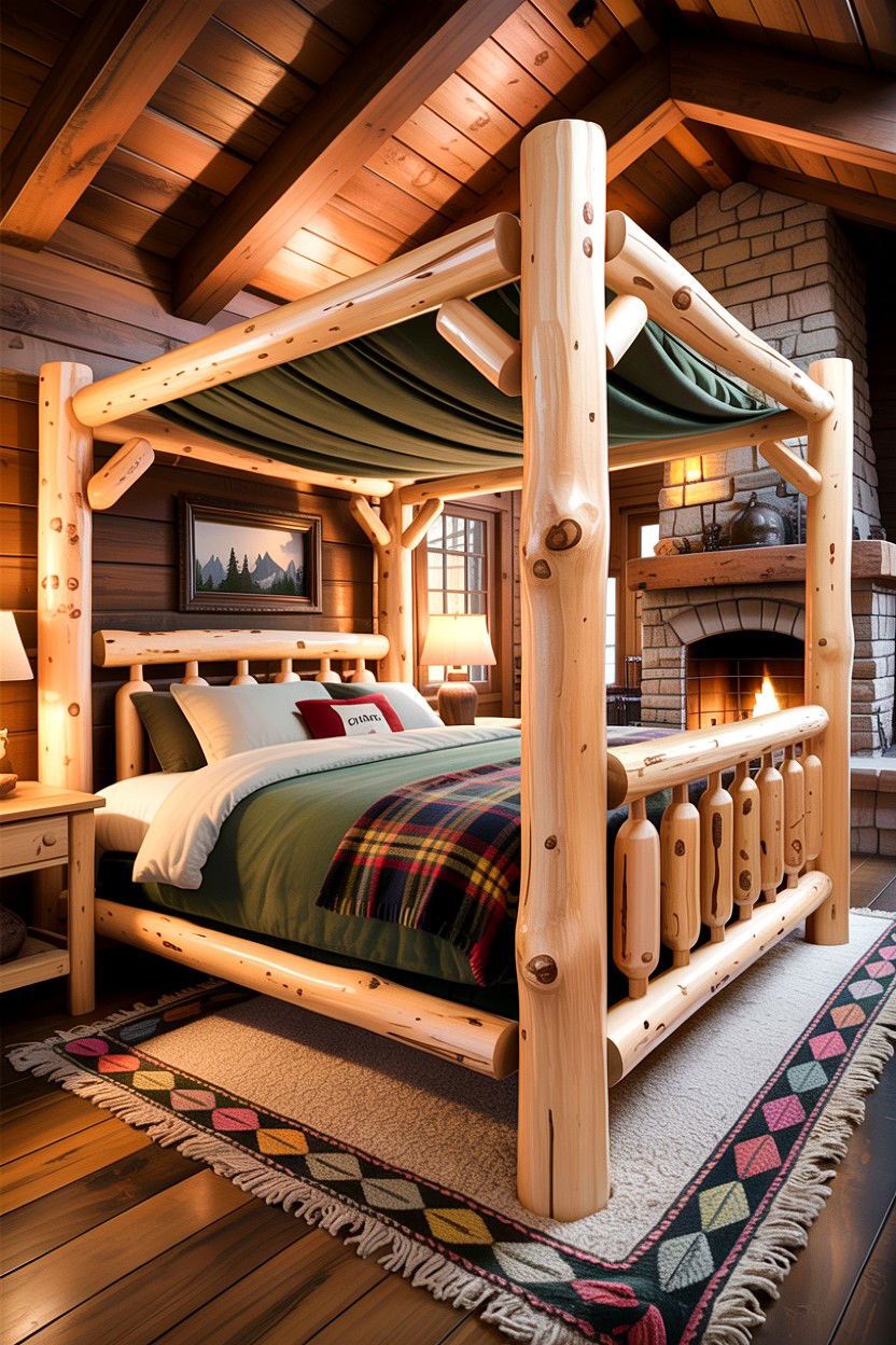 Rustic Log Canopy Bed - 30 canopy bed ideas