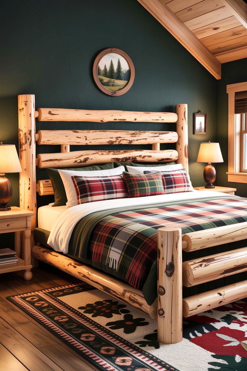 Rustic Log Headboard - 30 bedroom wooden headboards
