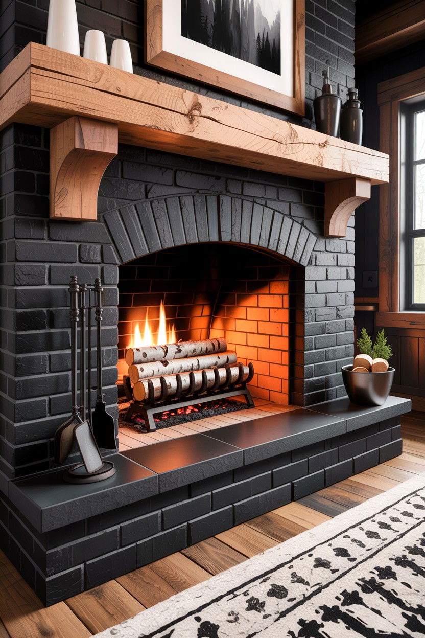 Rustic Modern Black Fireplace - 30 rustic black living room ideas