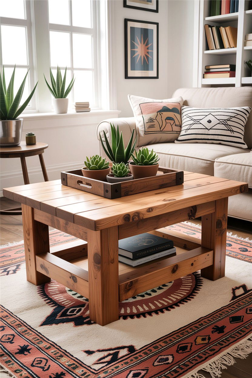 Rustic Pine Coffee Table - 30 living room Santa Fe furniture ideas