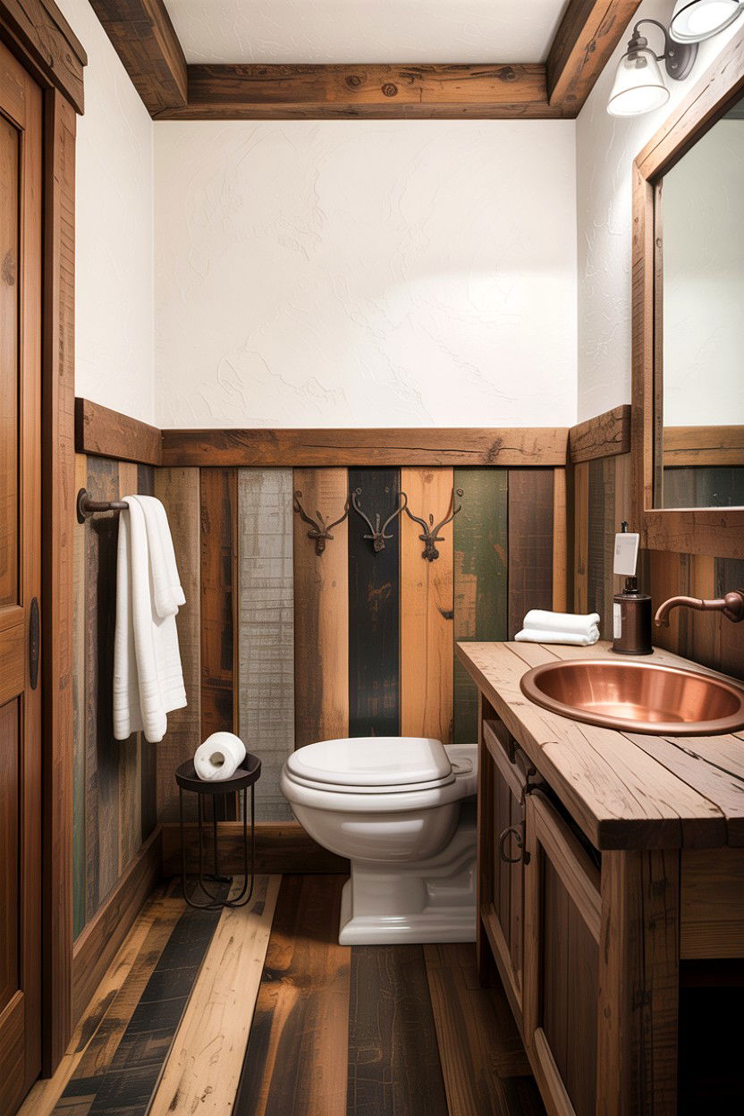 Rustic Reclaimed Wood Bathroom - 30 bathroom chair rail ideas