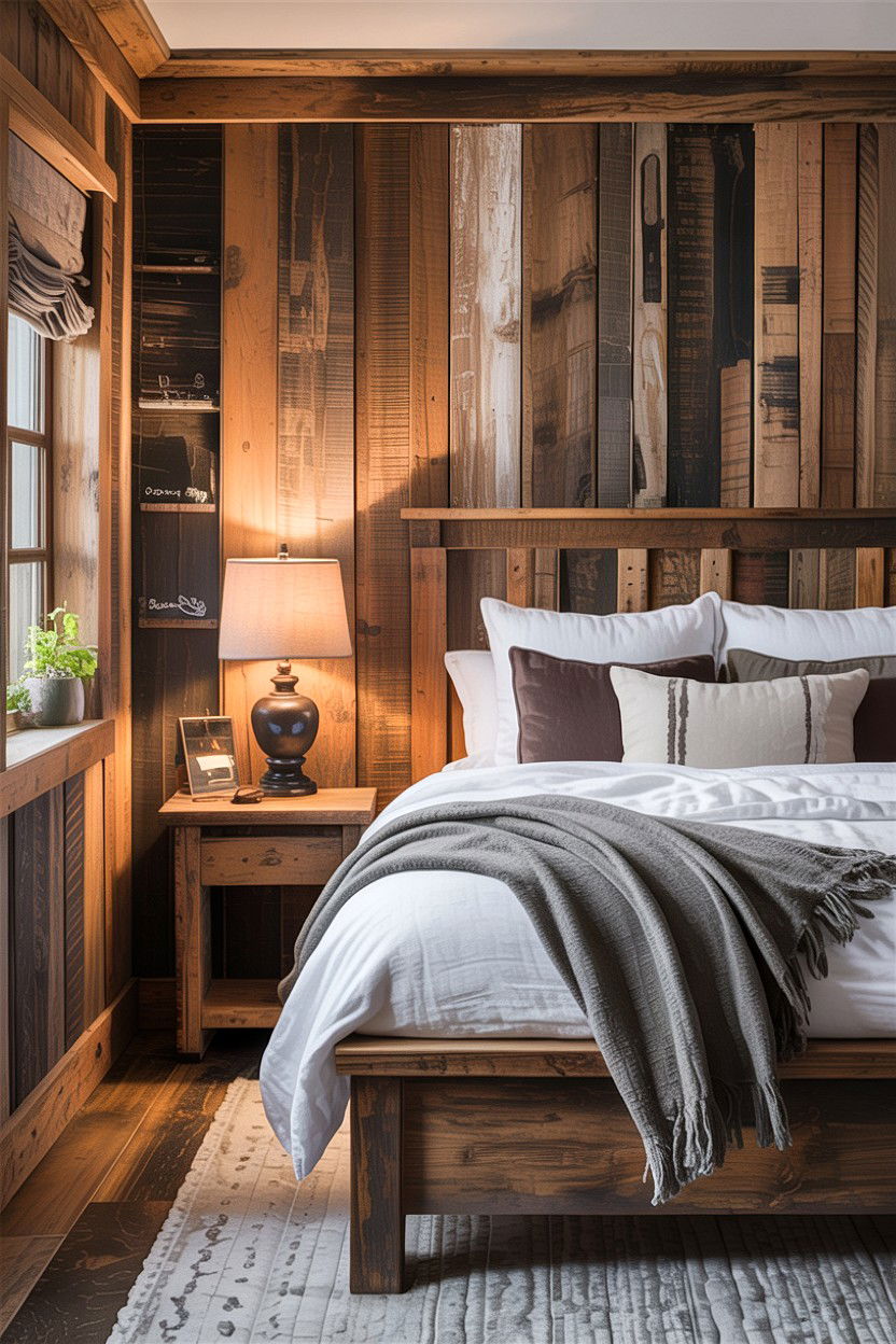 Rustic Reclaimed Wood Wainscoting - 30 bedroom wainscoting ideas