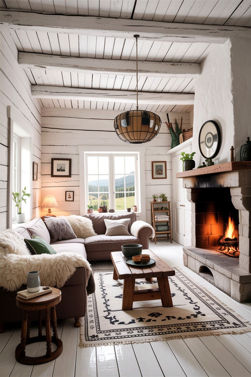 Rustic Scandi Living Room - 30 scandinavian white living room ideas