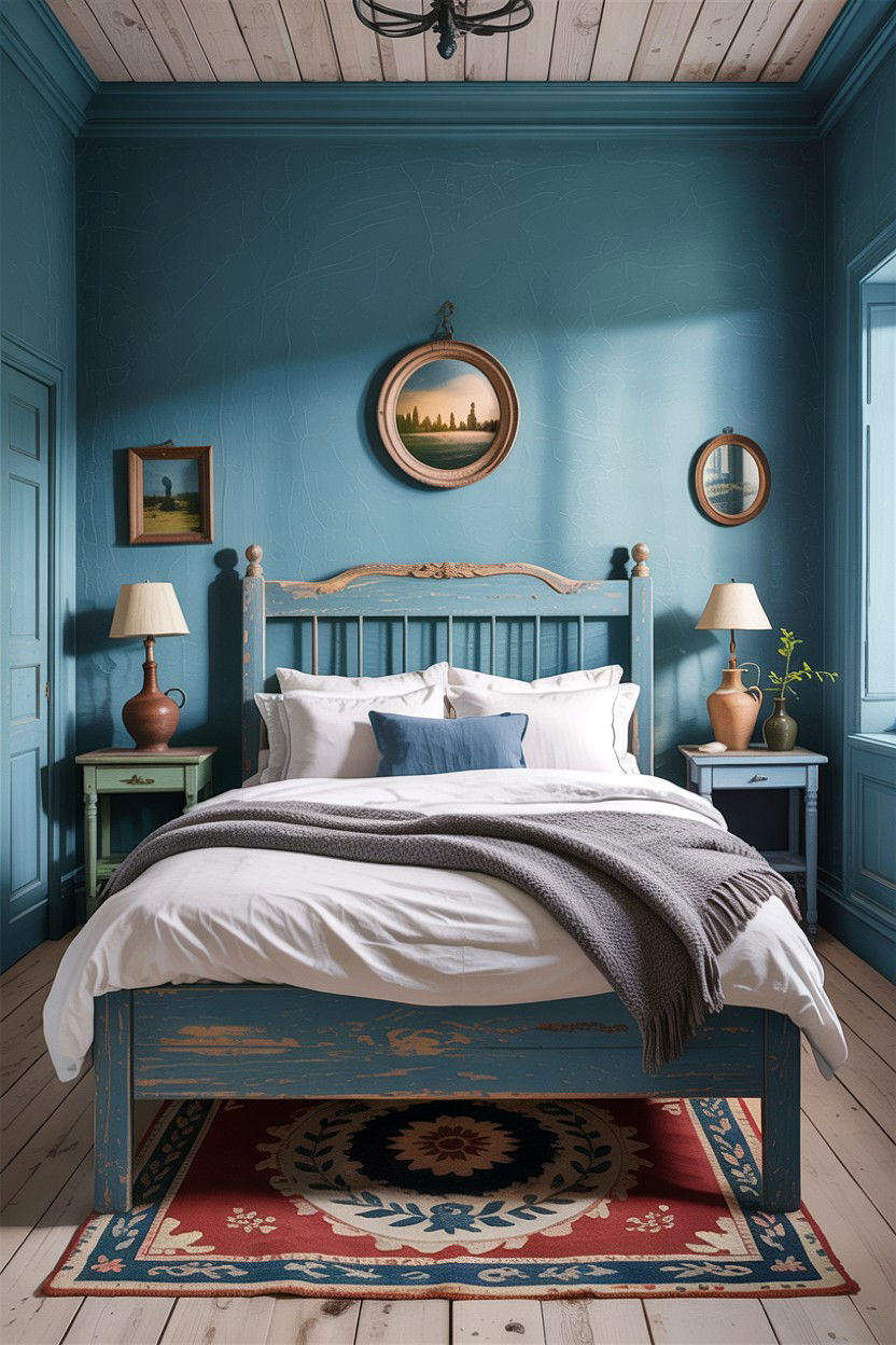 Rustic Scandinavian Blue Bedroom - 30 scandinavian blue bedroom ideas