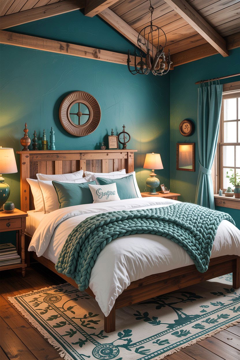 Rustic Teal Bedroom - 30 teal bedroom design ideas