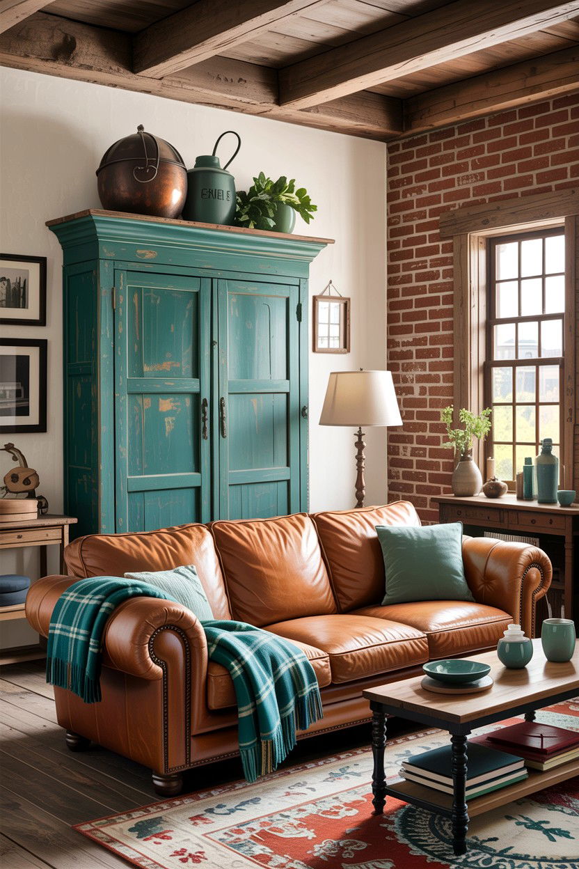 Rustic Teal Living Room - 30 teal living room decor ideas