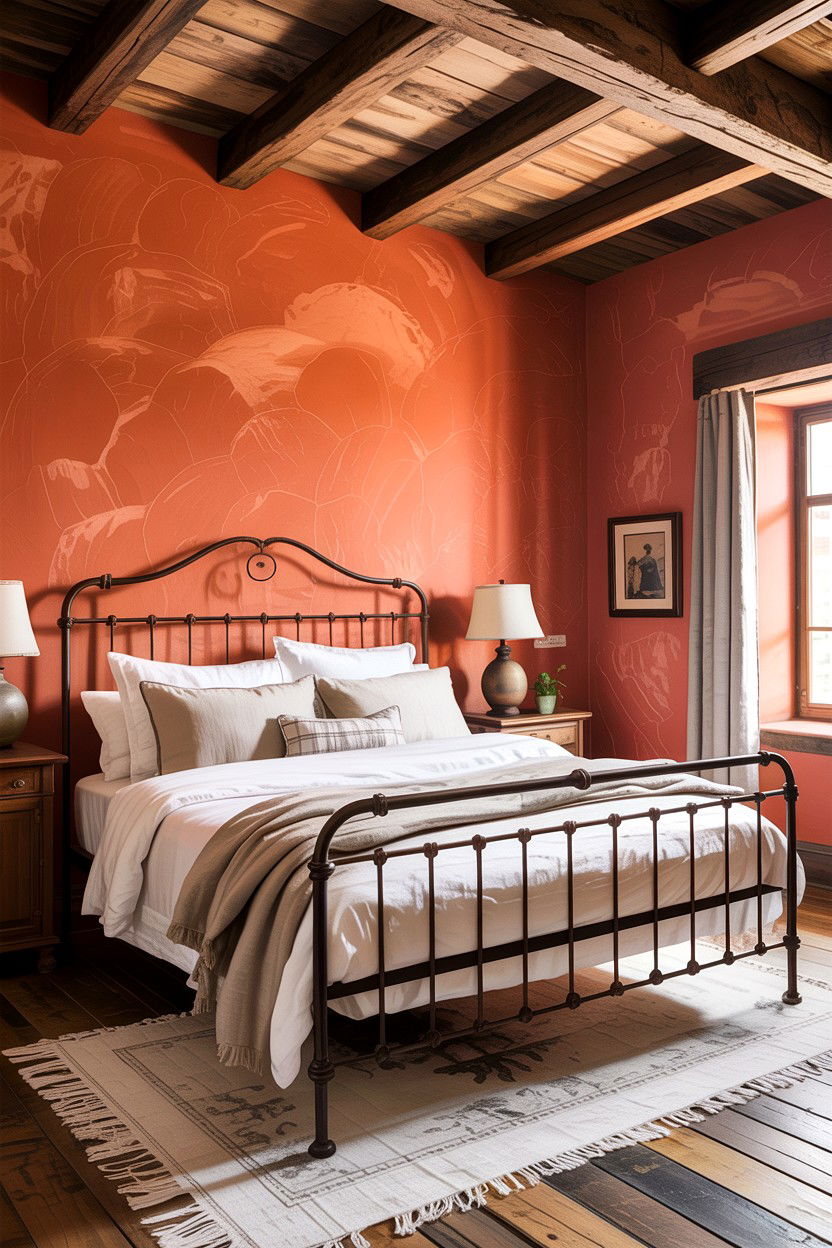Rustic Terracotta Bedroom - 30 bedroom terracotta walls