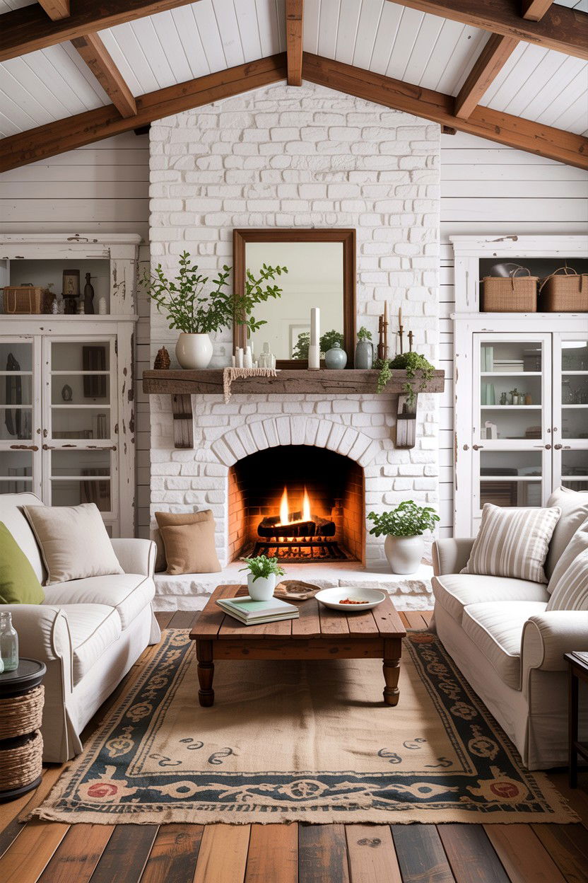 Rustic White Living Room - 30 all white living room ideas