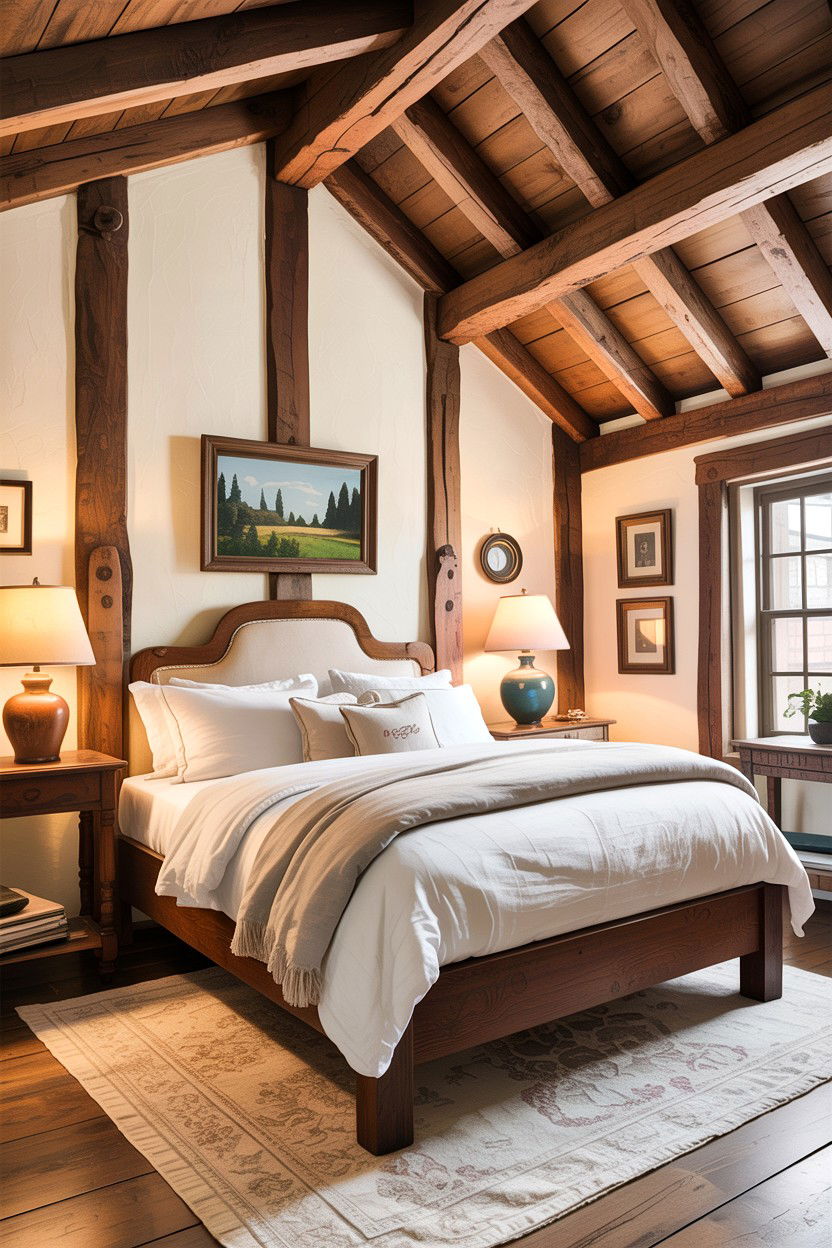 Rustic Wood Beam Ceiling - 30 country house bedroom ideas