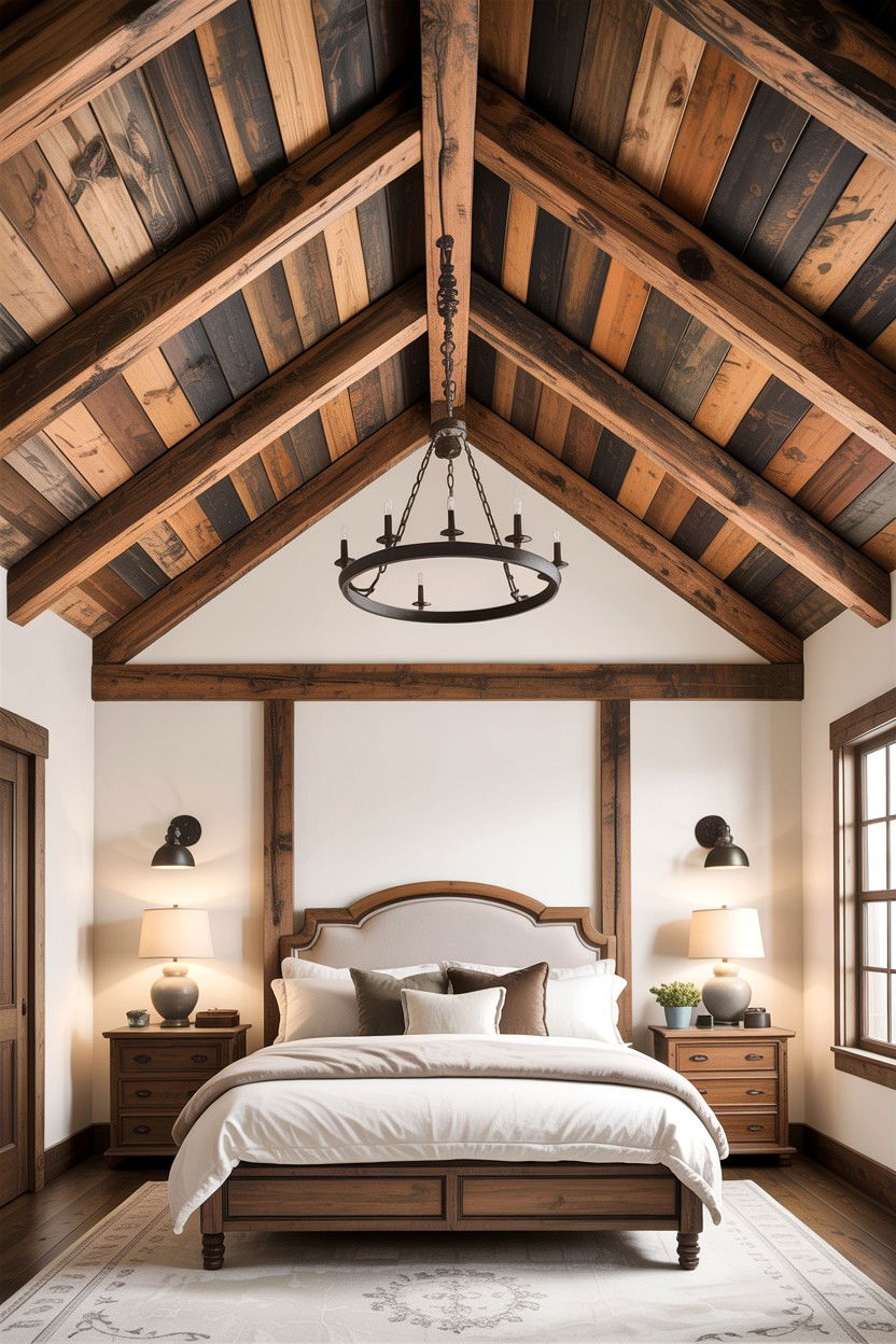 Rustic Wood Beams - 30 fixer upper bedroom ideas
