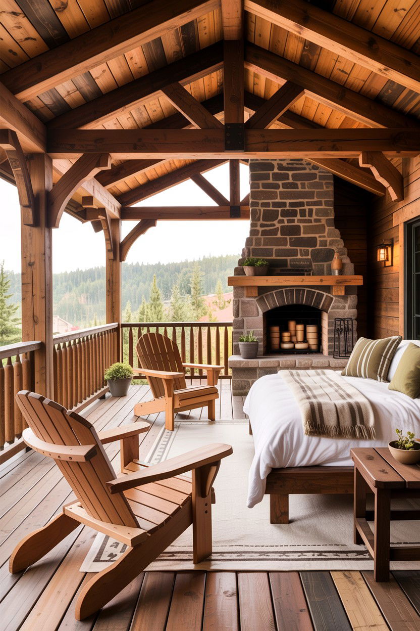 Rustic Wood Bedroom Deck - 30 bedroom with terrace ideas