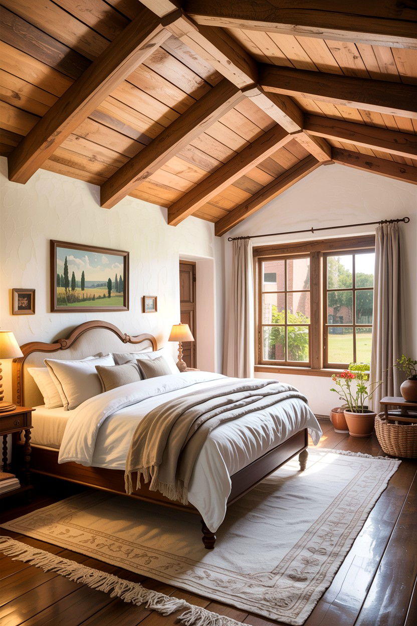 Rustic Wood Ceiling Beam - 30 exposed beam bedroom ideas
