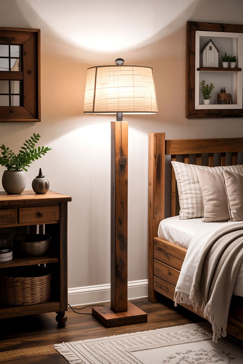 Rustic Wood Floor Lamp - 30 bedroom floor lamps