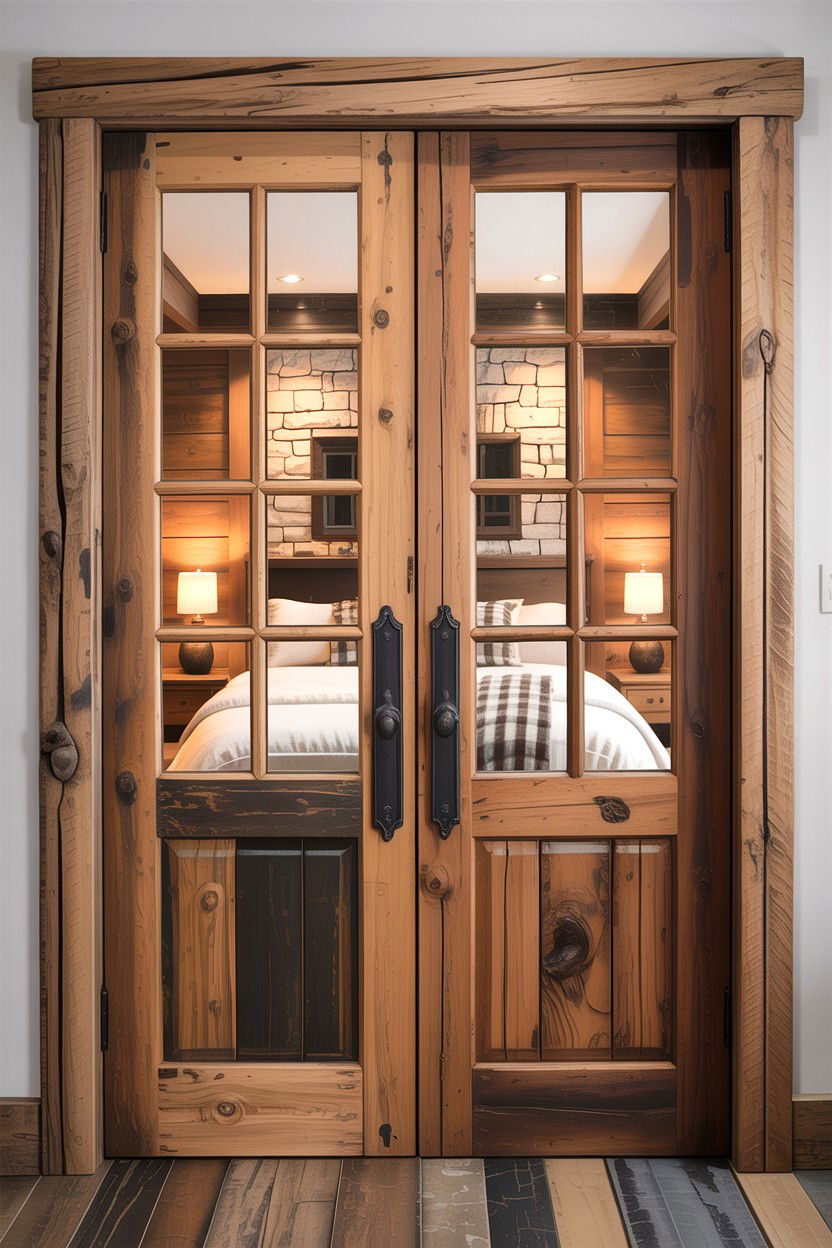 Rustic Wood French Doors - 30 bedroom french doors