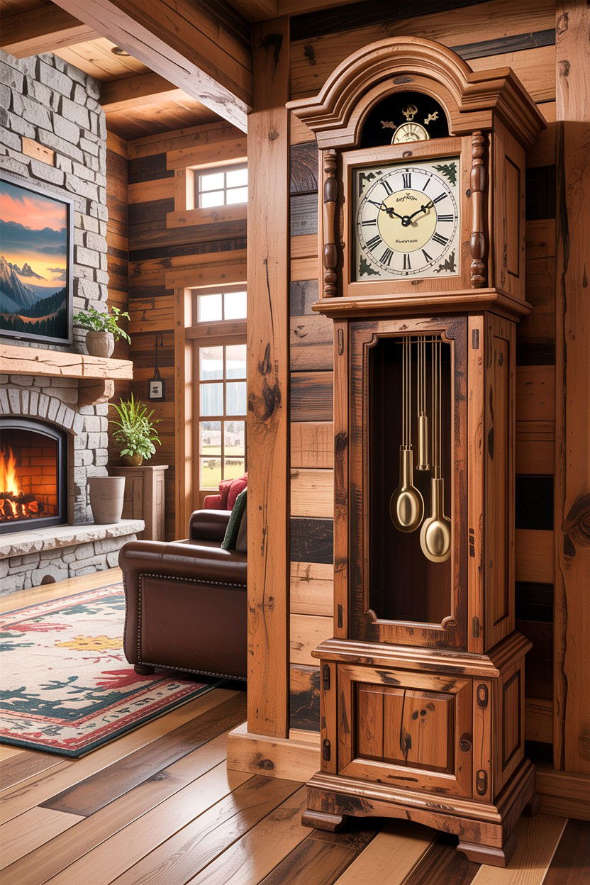 Rustic Wood Grandfather Clock - 30 living room grandfather clocks