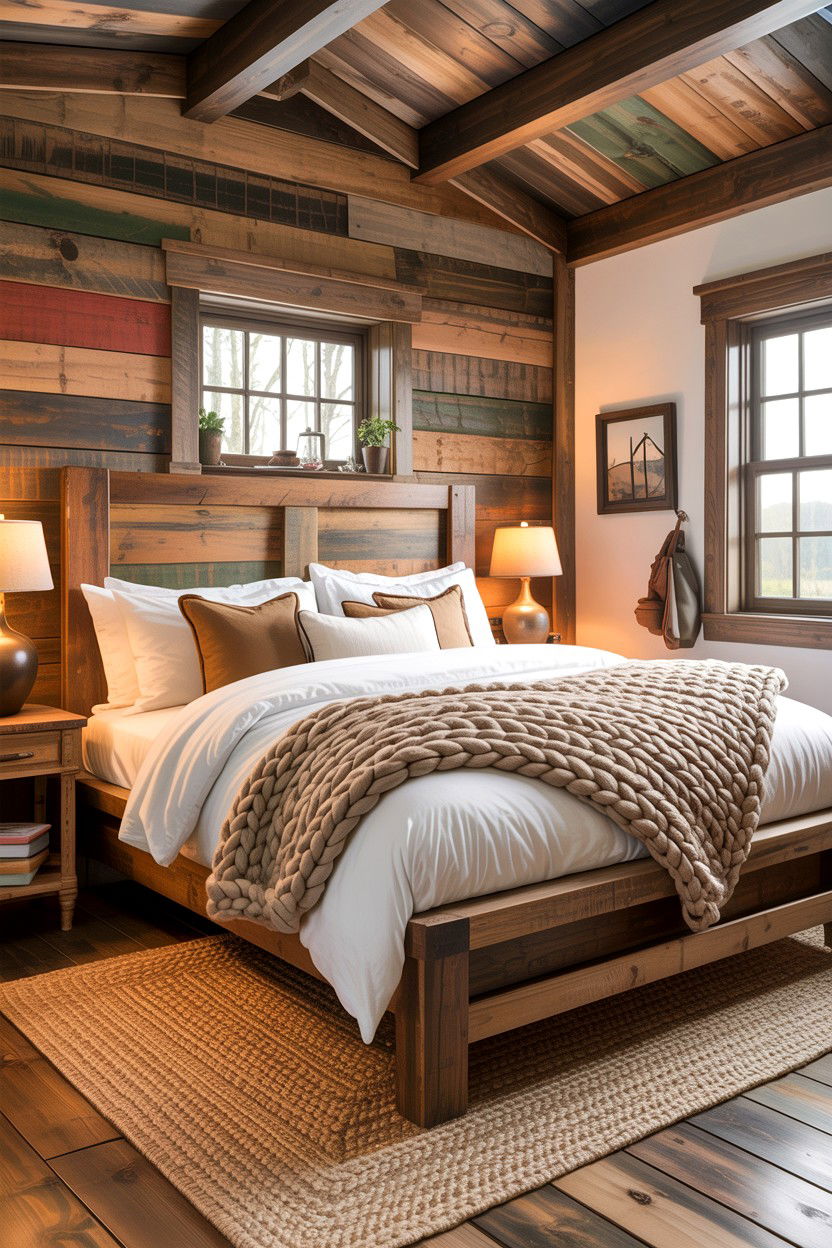 Rustic Wood Paneling - 30 warm brown bedroom ideas