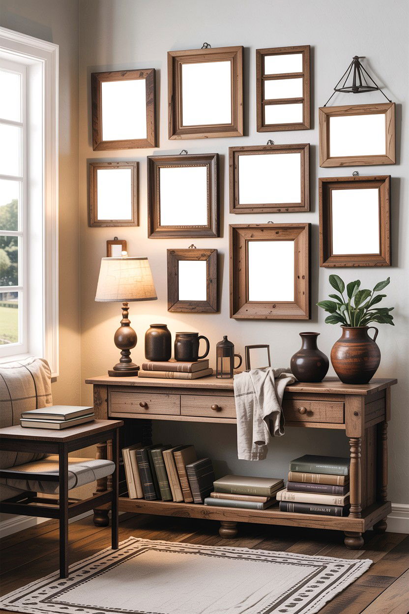 Rustic Wood Picture Frame - 30 bedroom memory wall ideas