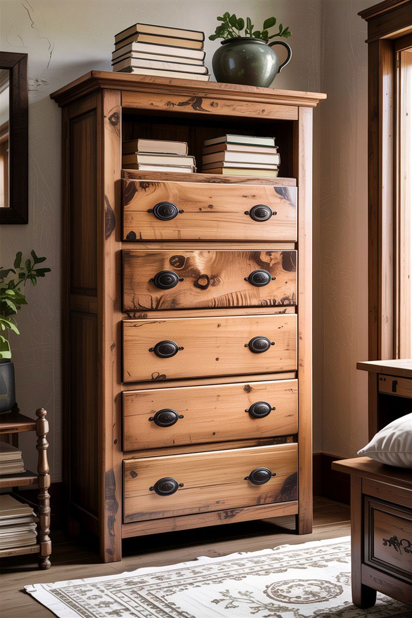 Rustic Wood Tall Dresser - 30 bedroom tall dressers