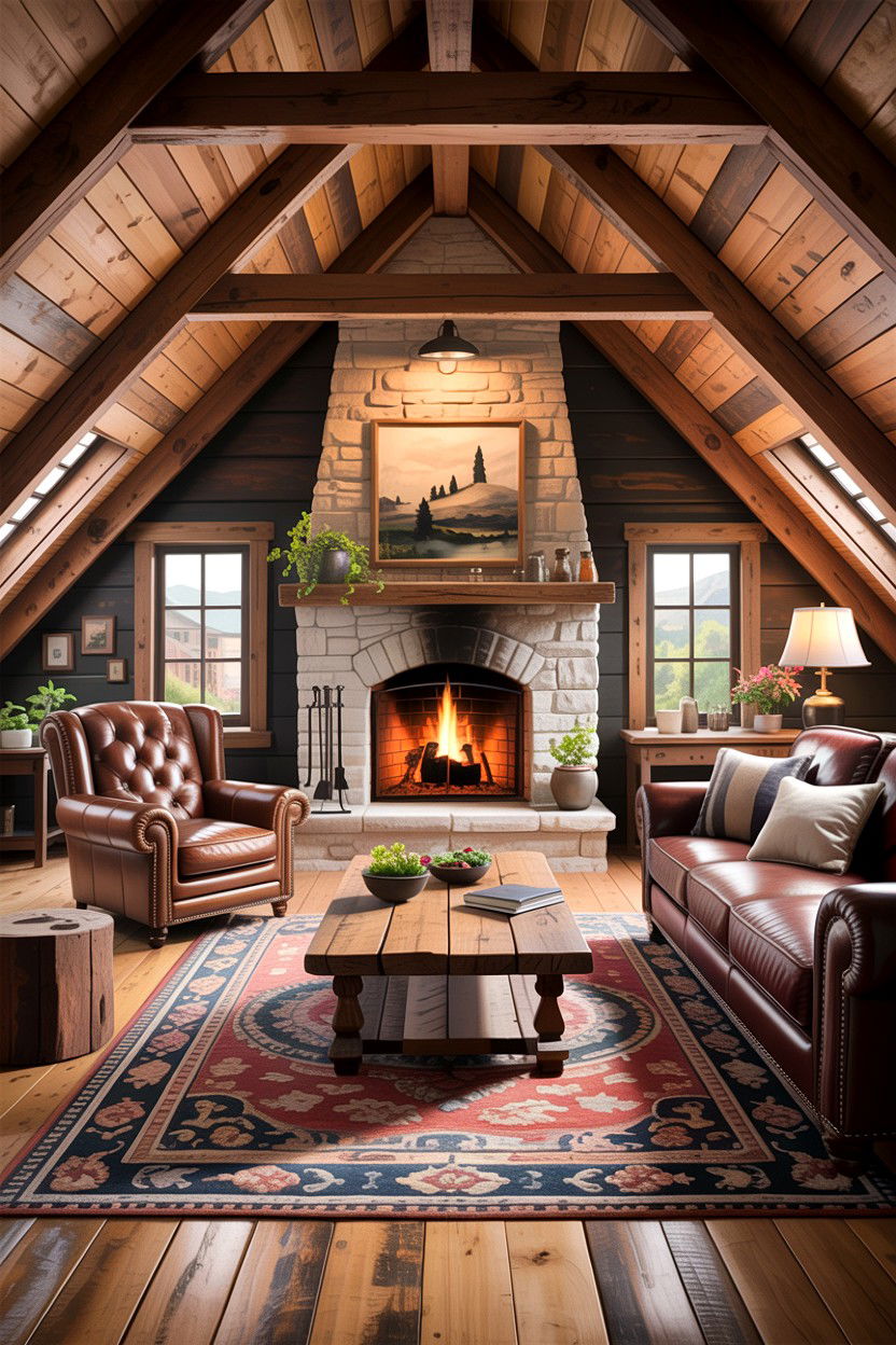Rustic attic lounge - 30 attic living room ideas