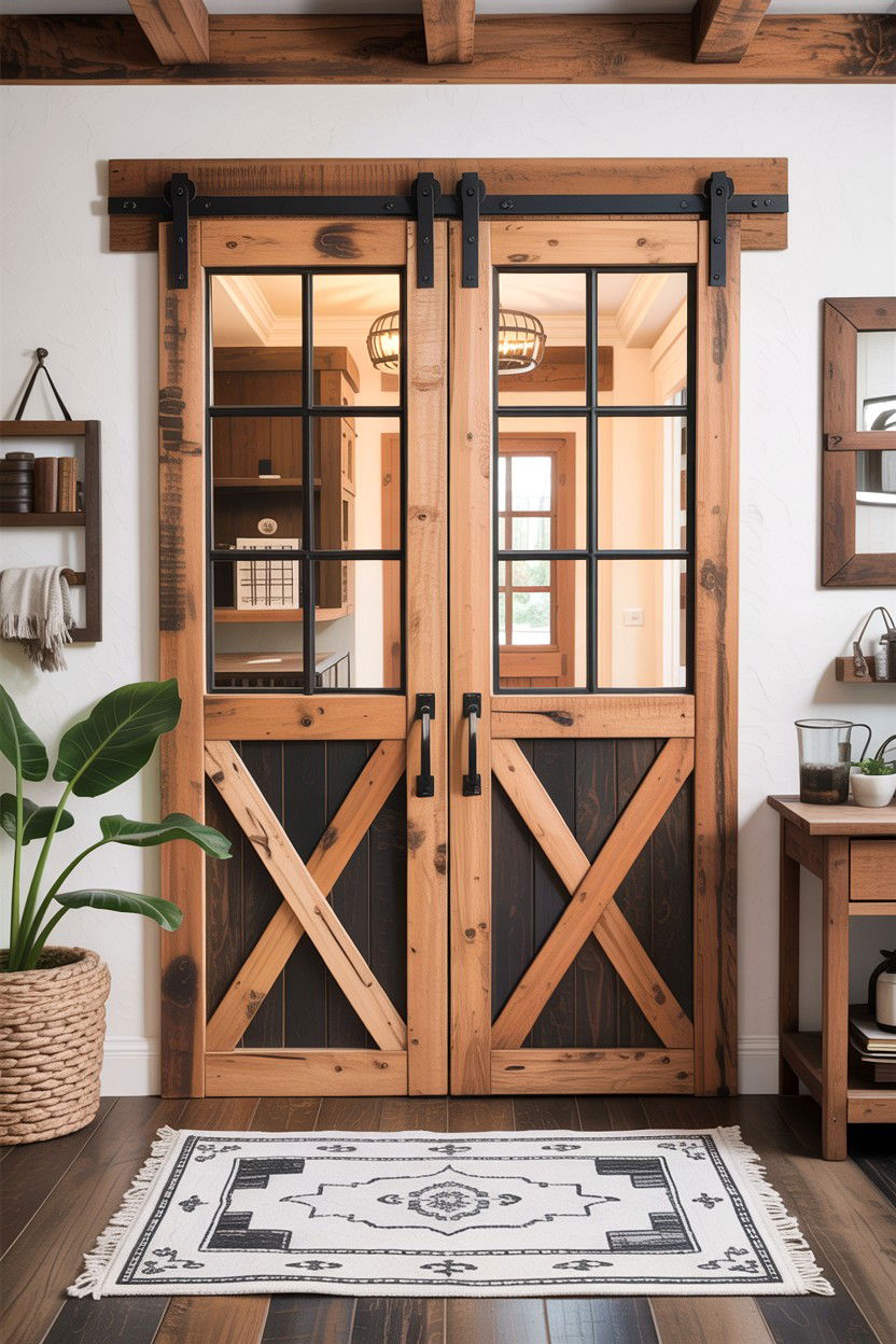 Rustic barn glass door - 30 living room glass doors