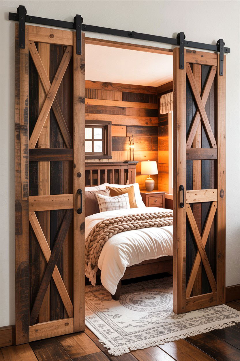 Rustic barn wood bifold doors - 30 bedroom bifold doors