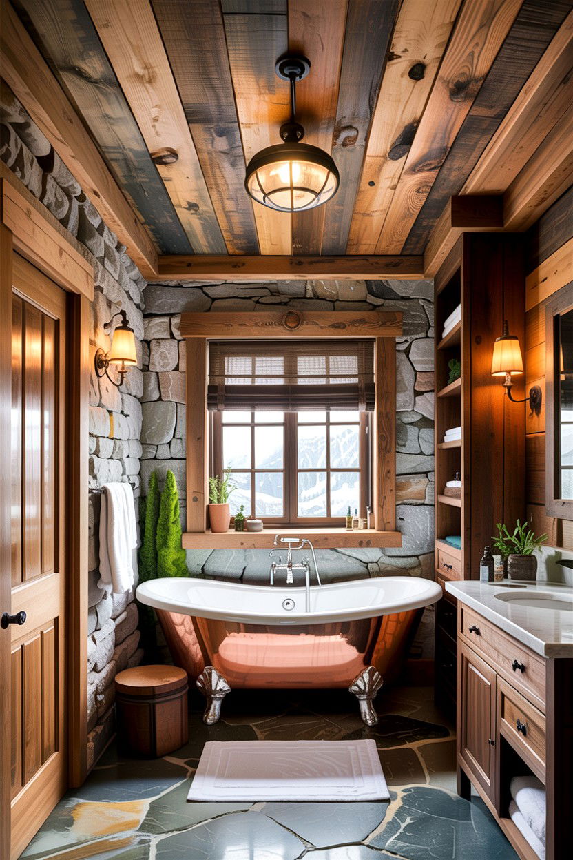 Rustic bathroom wood ceiling - 30 bathroom ceiling ideas