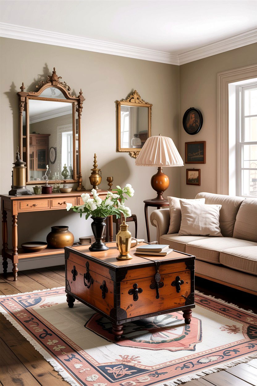 Rustic beige living room antique decor - 30 rustic beige living room ideas