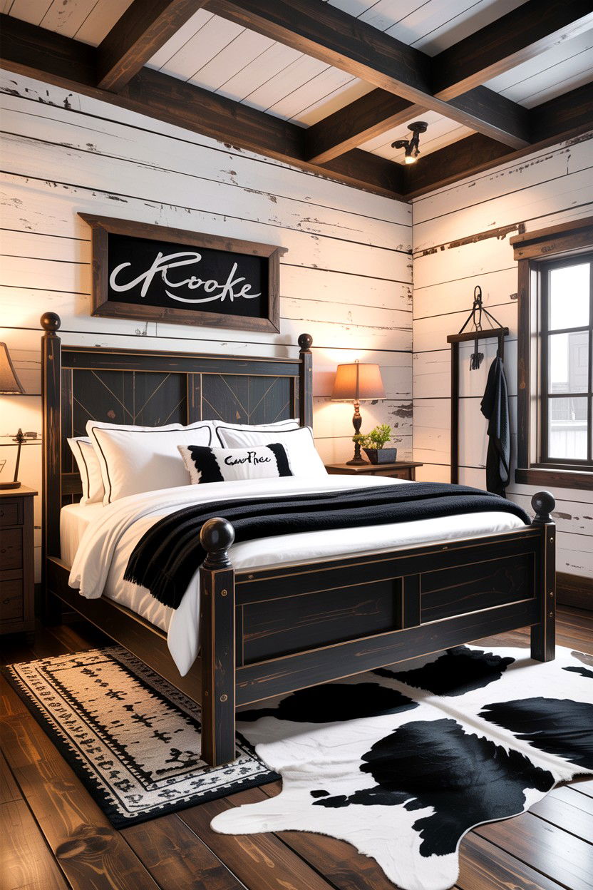 Rustic black and white bedroom - 30 black and white bedroom ideas
