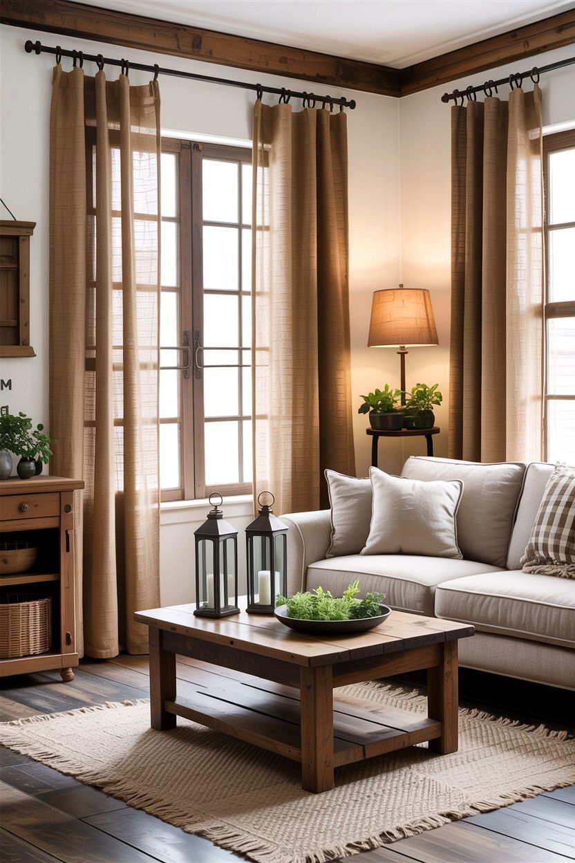 Rustic burlap curtains - 30 living room curtains