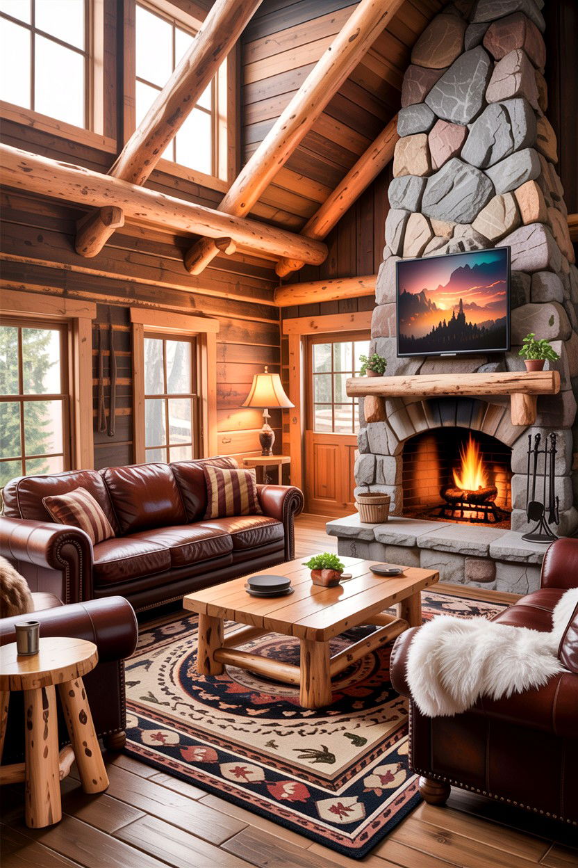 Rustic cabin living room seating - 30 living room country furniture ideas