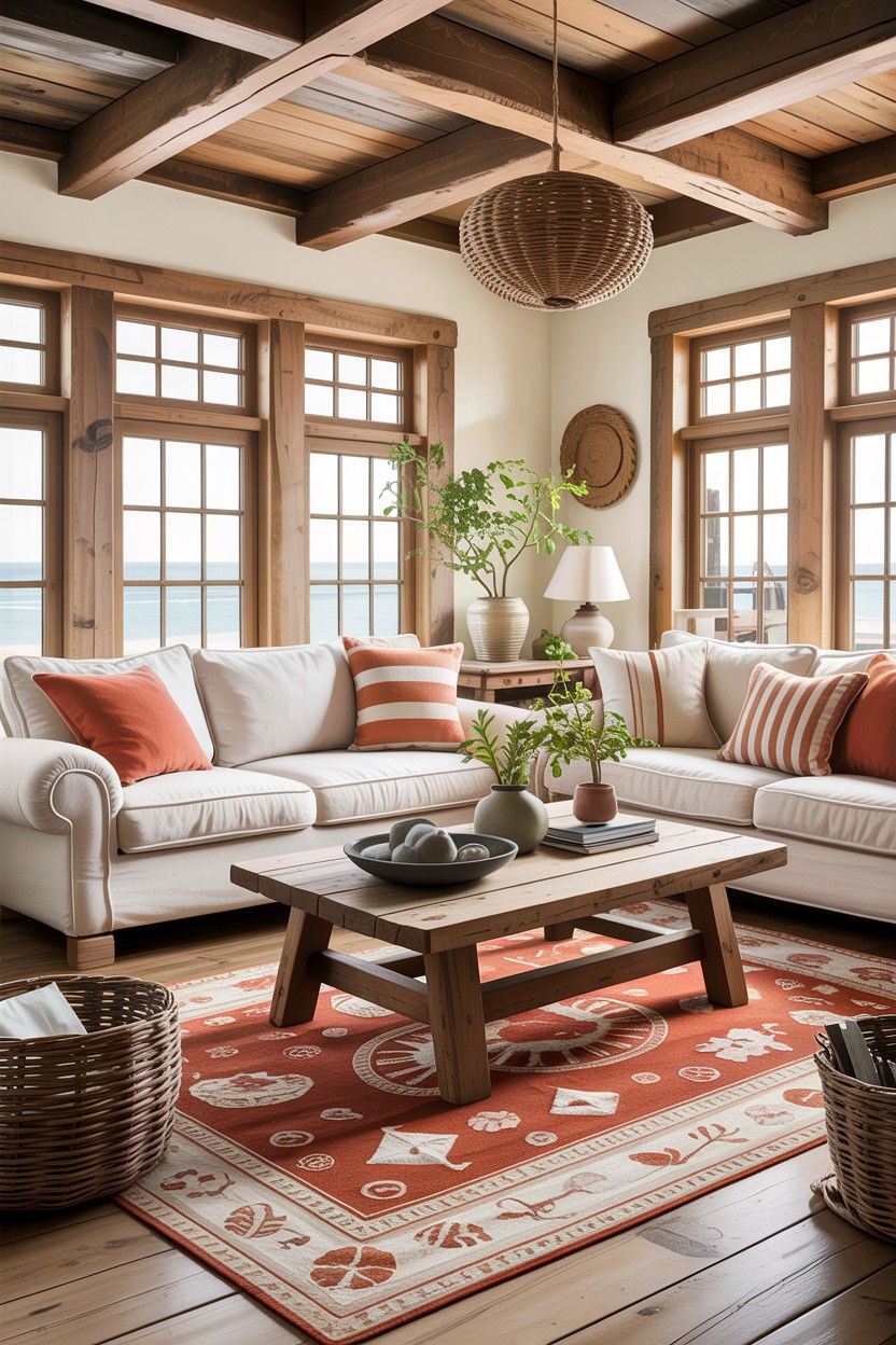 Rustic coastal living room - 30 hamptons living room ideas
