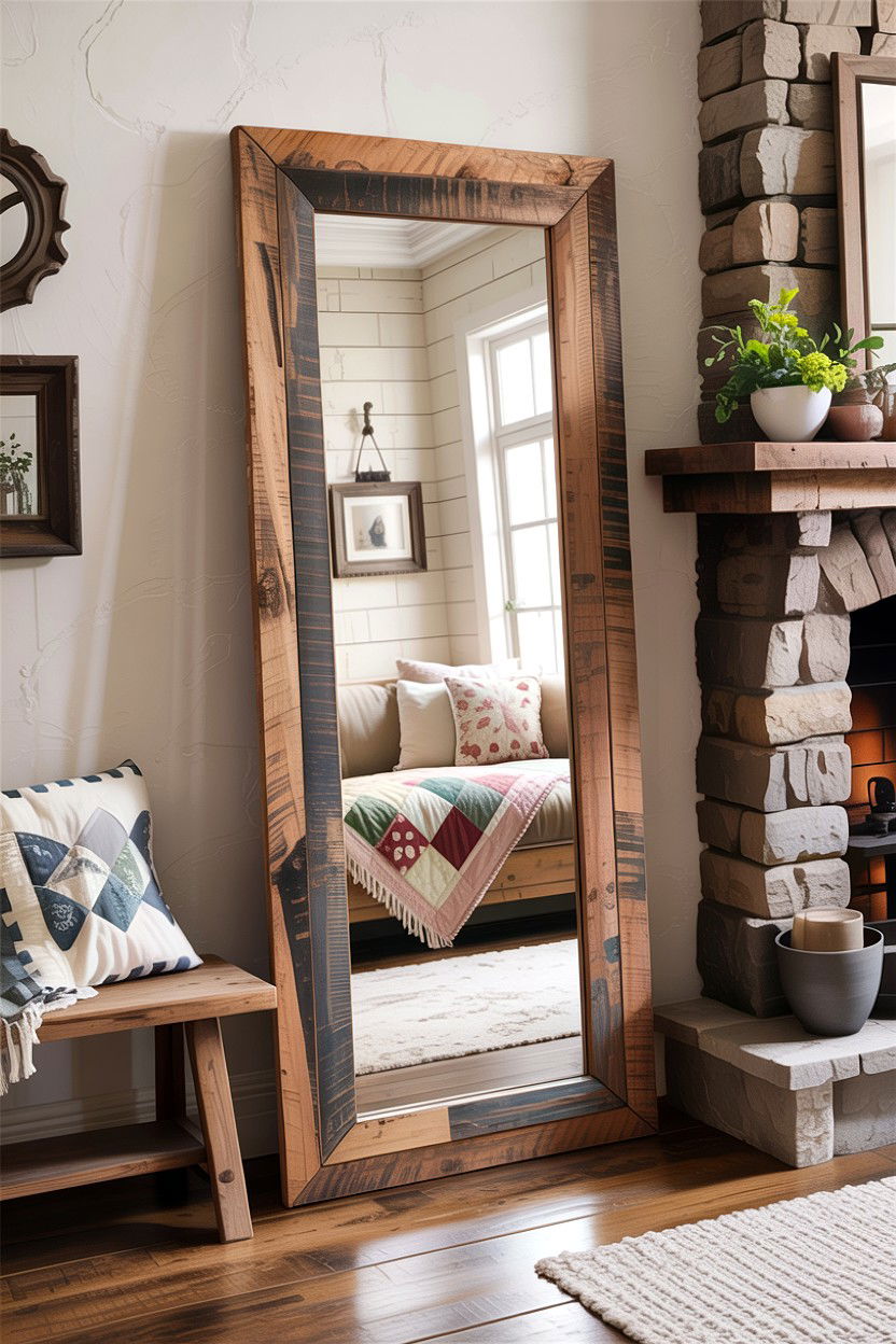 Rustic floor mirror - 30 bedroom floor mirrors