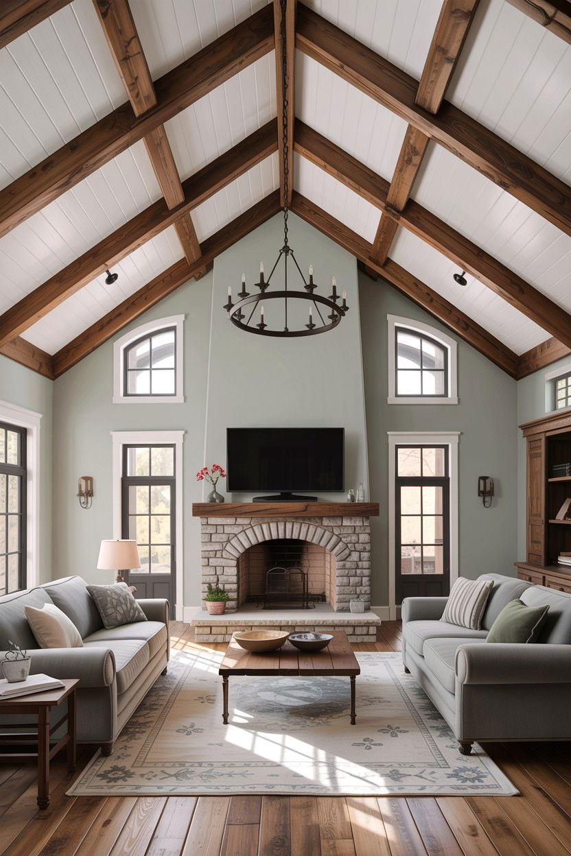 Rustic gray living room with vaulted ceiling - 30 rustic gray living room ideas