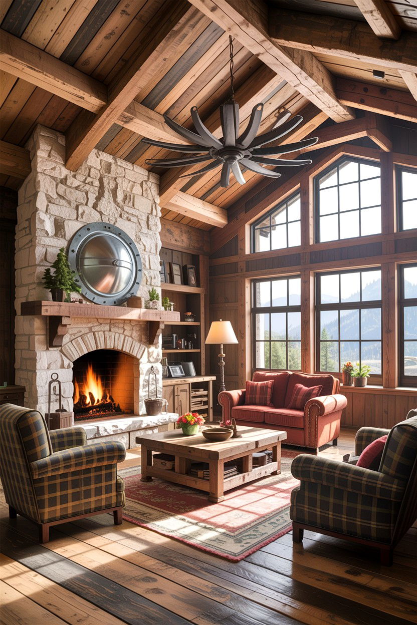 Rustic living room metal vents - 30 exposed ductwork living room ideas