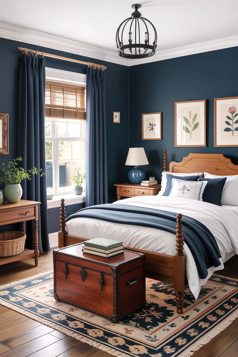Rustic navy guest bedroom - 30 rustic navy bedroom ideas