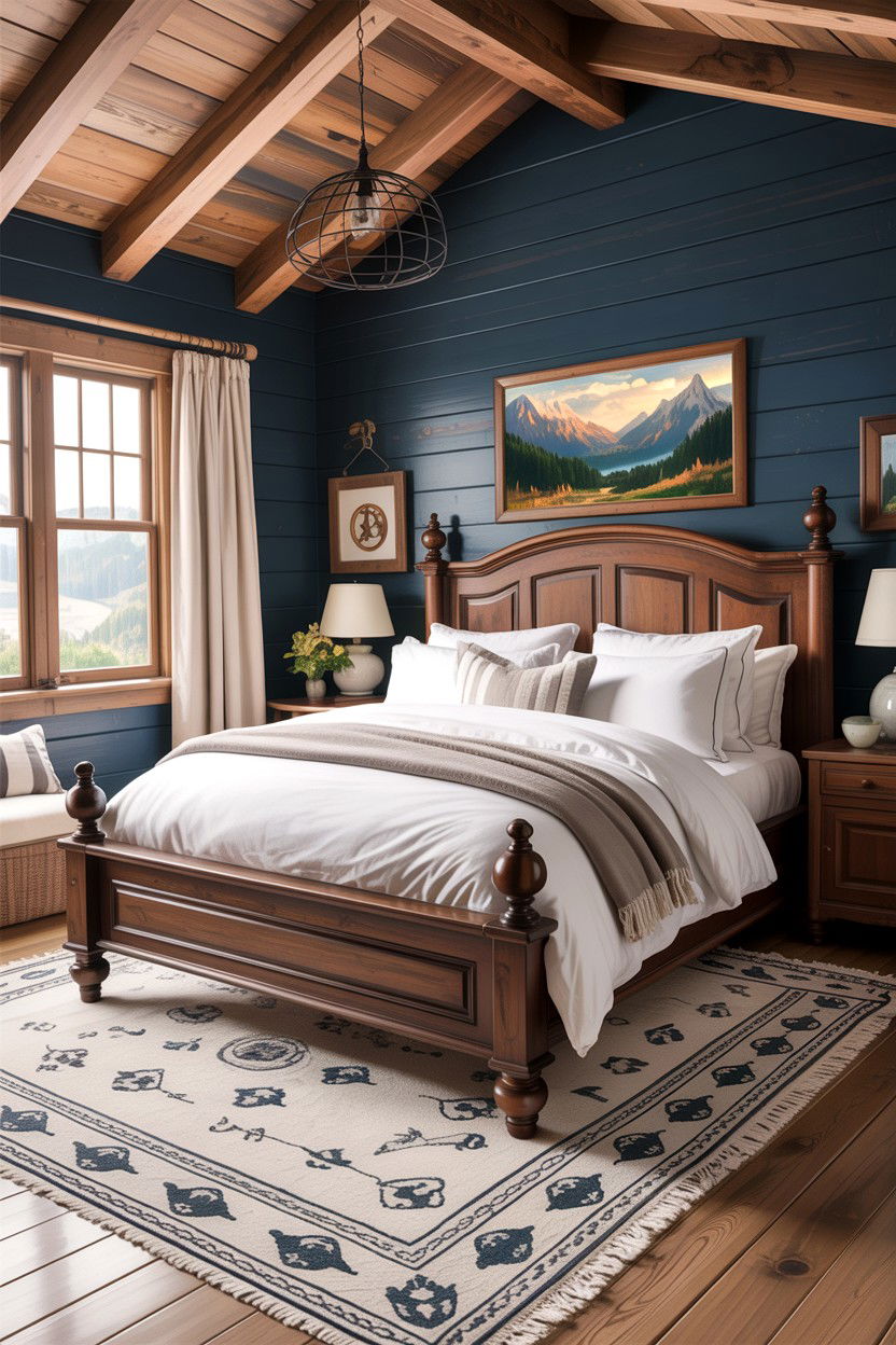Rustic navy master bedroom - 30 rustic navy bedroom ideas