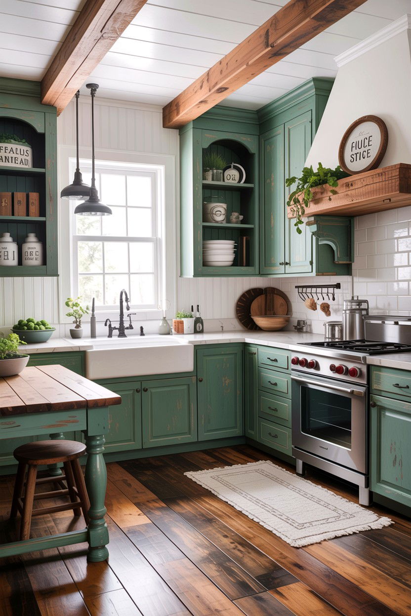 Rustic sage and white kitchen - 30 sage and white kitchen ideas