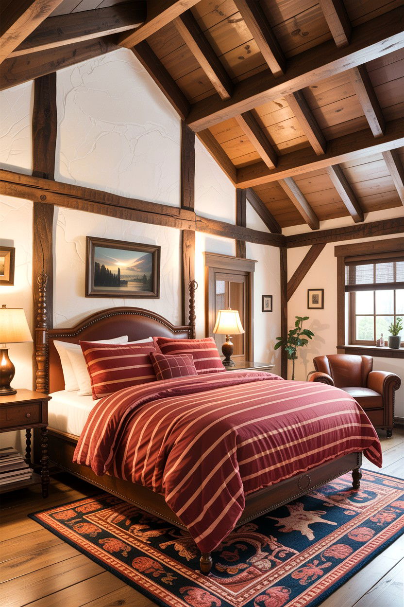 Rustic striped bedding - 30 bedroom striped bedding ideas