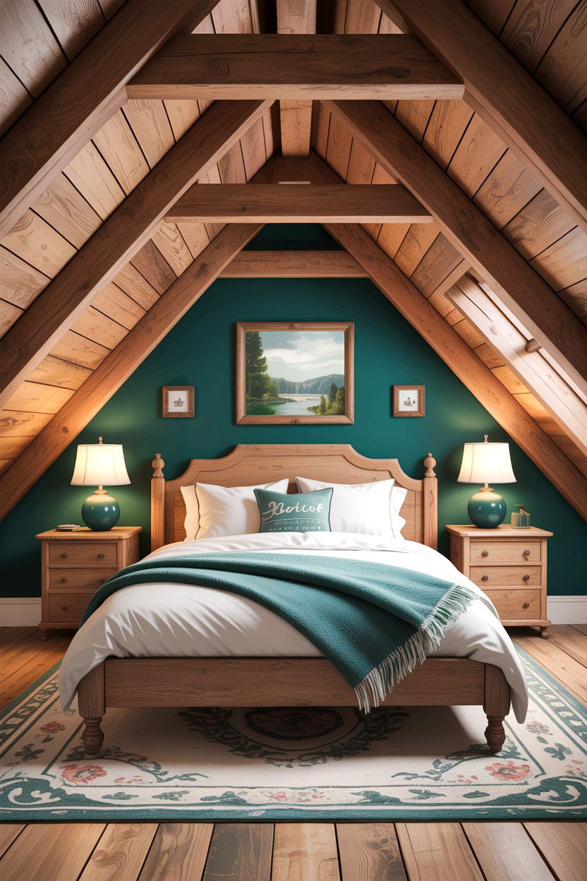 Rustic teal attic bedroom - 30 rustic teal bedroom ideas