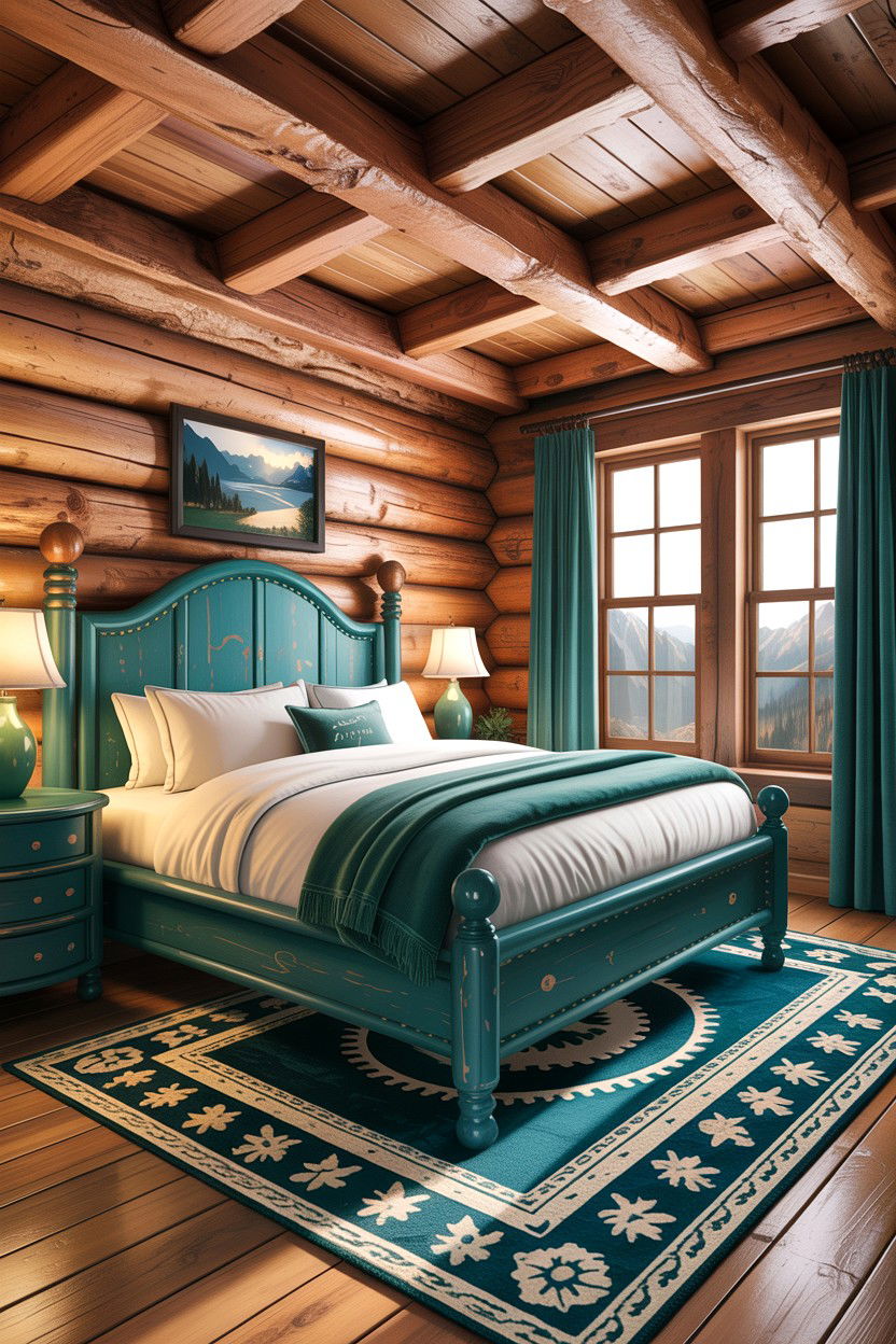 Rustic teal cabin bedroom - 30 rustic teal bedroom ideas