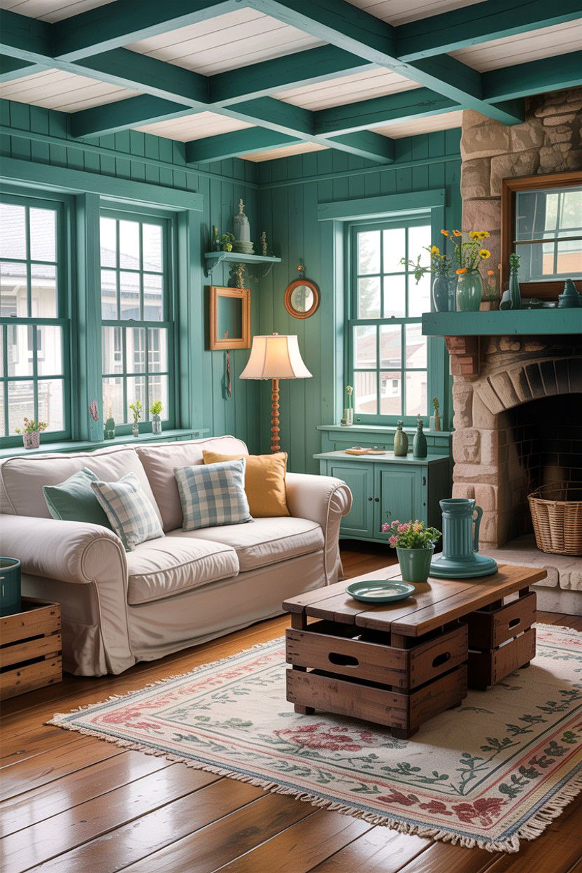 Rustic teal cottage living room - 30 rustic teal living room ideas