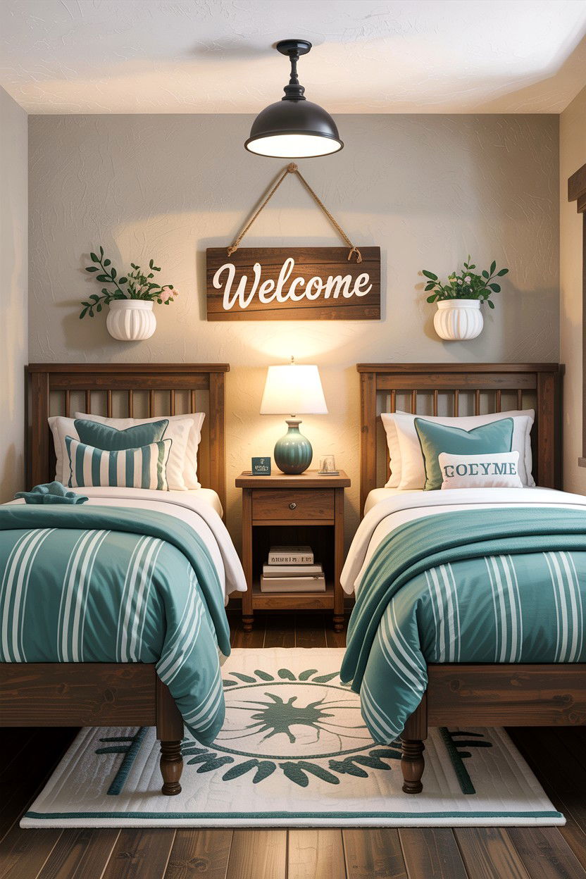 Rustic teal guest bedroom - 30 rustic teal bedroom ideas