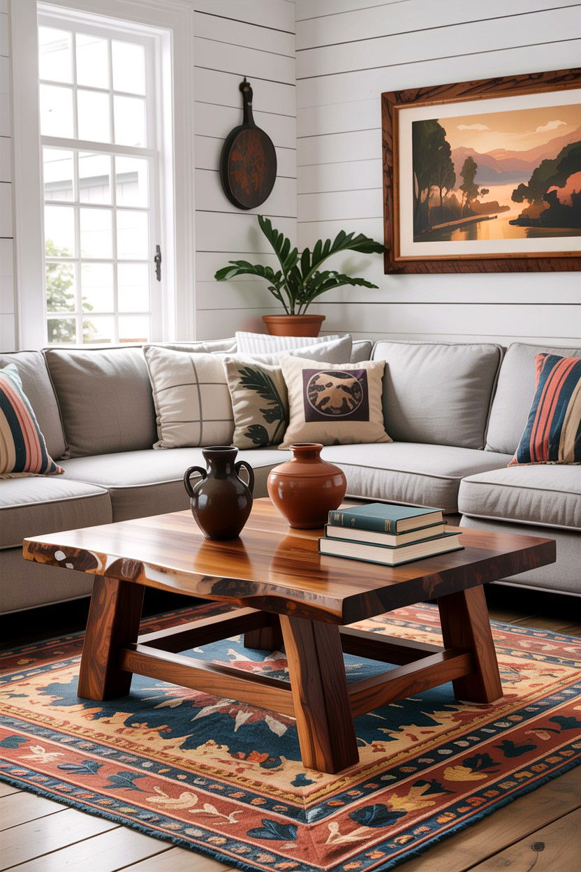 Rustic wood coffee table - 30 Southwestern living room ideas