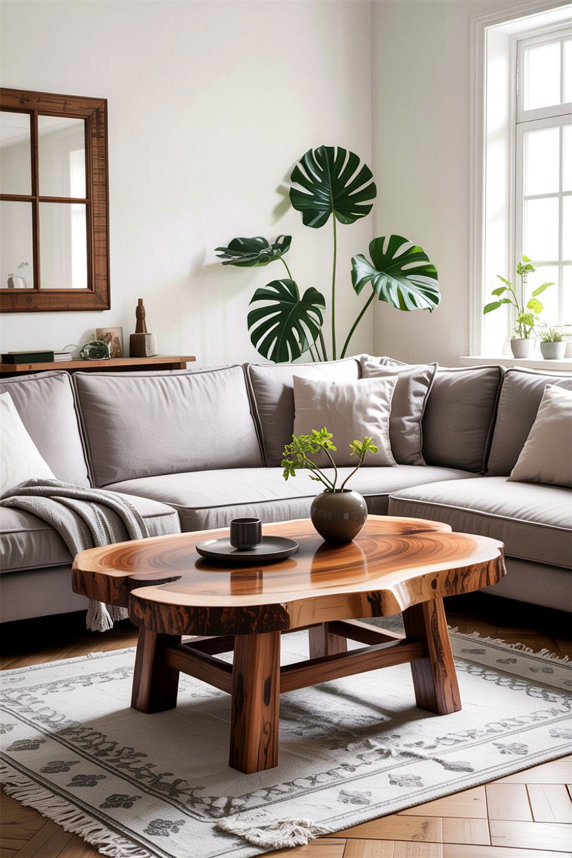 Rustic wood coffee table - 30 Finnish living room ideas